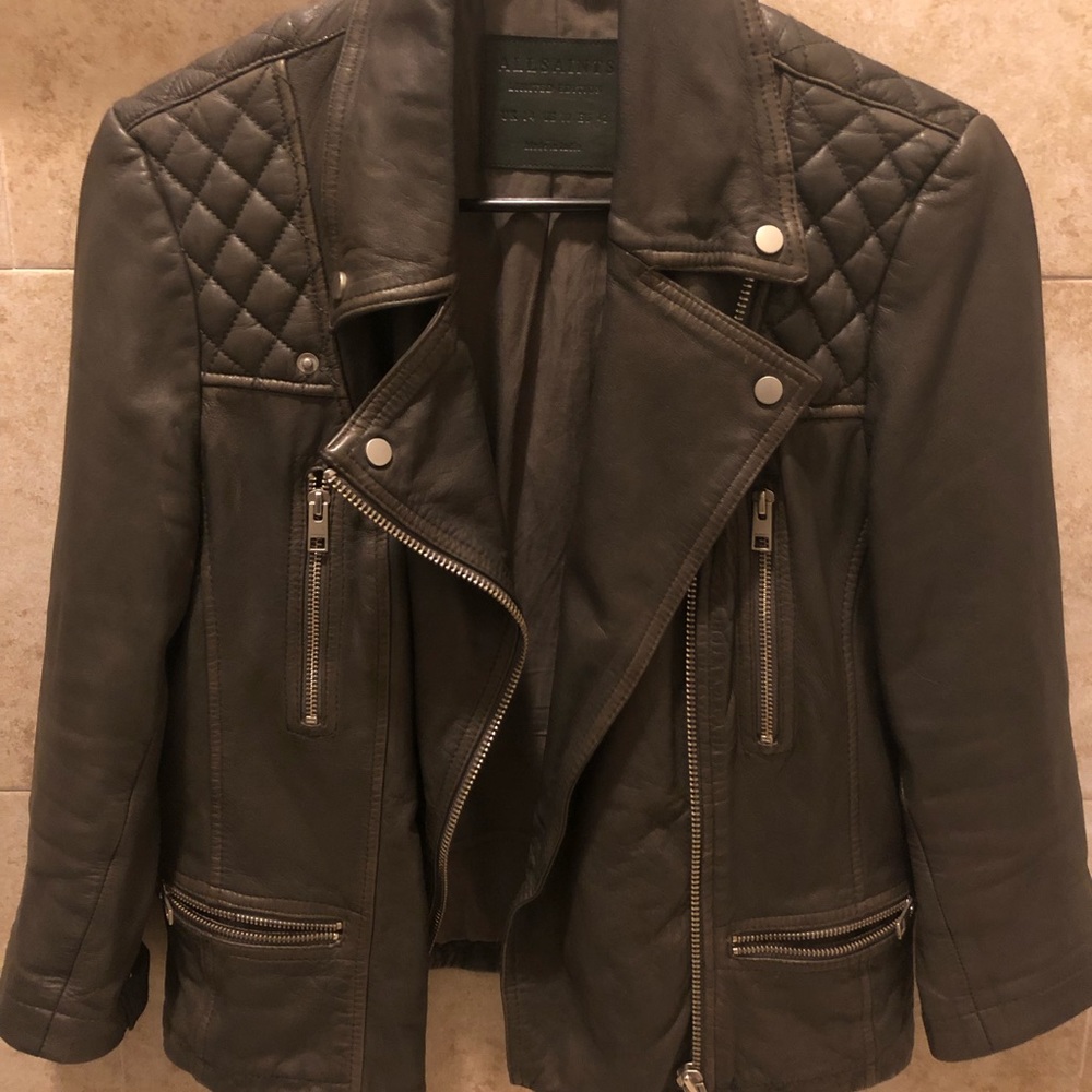 All Saints Leather Cropped Jacket